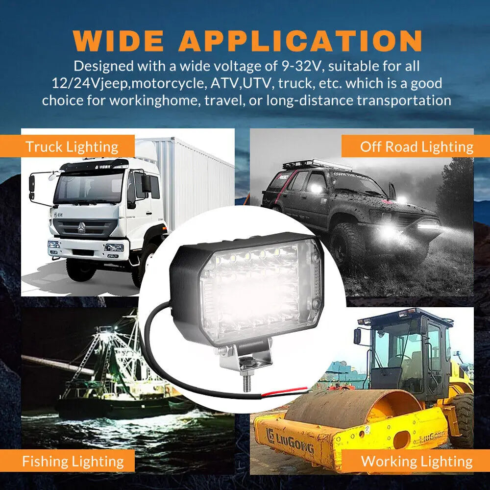 2pcs 800W 4inch LED Work Light Bar